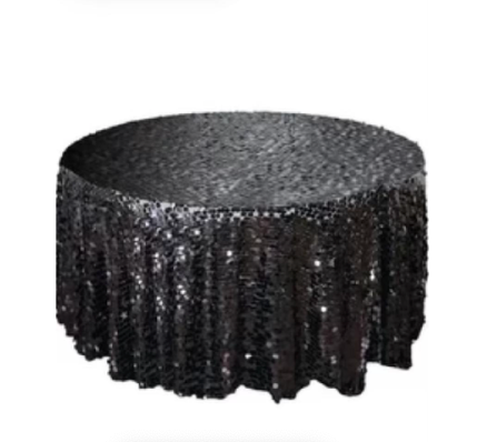 Black Sequin Table Linen (Round)